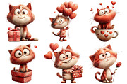 Valentine Cat Clipart, an Illustration by Pixels.Craft (Thumbnail 3 of 5)