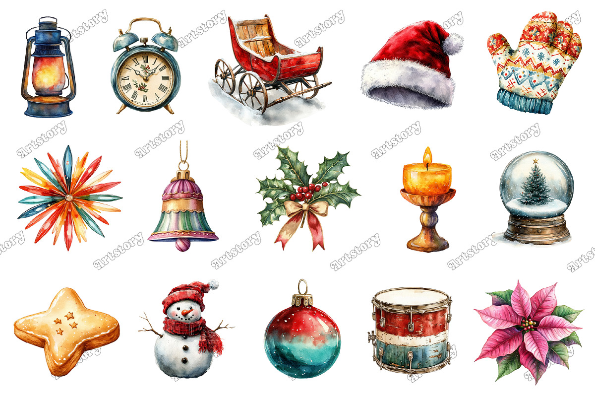 Happy Holidays Christmas Clipart, an Illustration by designcity5 (Photo 2 of 5)