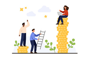 Teamwork Achieving Financial Success, a Finance Illustration by Flashvector