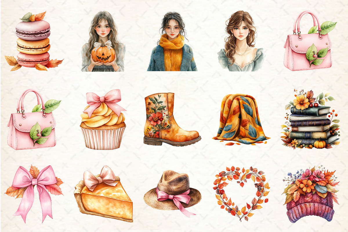 Cute Coquette Autumn Clipart, an Illustration by Rose Art (Photo 2 of 4)