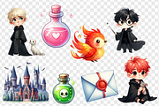 Magic school PNG set. Wizard Clipart, an Object Illustration by LoLoArt (Thumbnail 3 of 5)