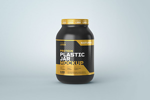 Food Supplement Plastic Jar Mockup