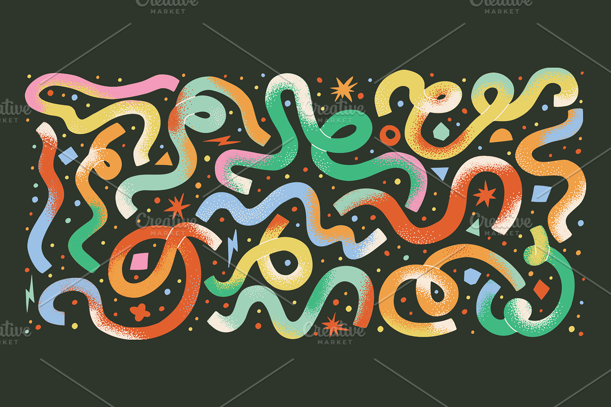 FUNKY RIBBONS: clipart & pattern, an Object Illustration by Elliko shop (Photo 2 of 7)