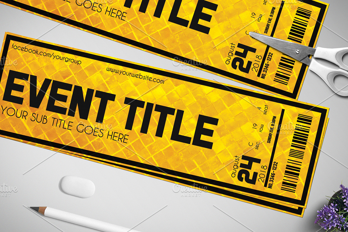 Golden Style Event Ticket, a Card Template by Tzochko (Photo 4 of 5)