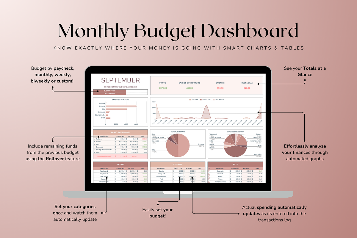 Simple Monthly Budget - Neutral, a Templates & Theme by The Creative Plans co (Photo 4 of 10)