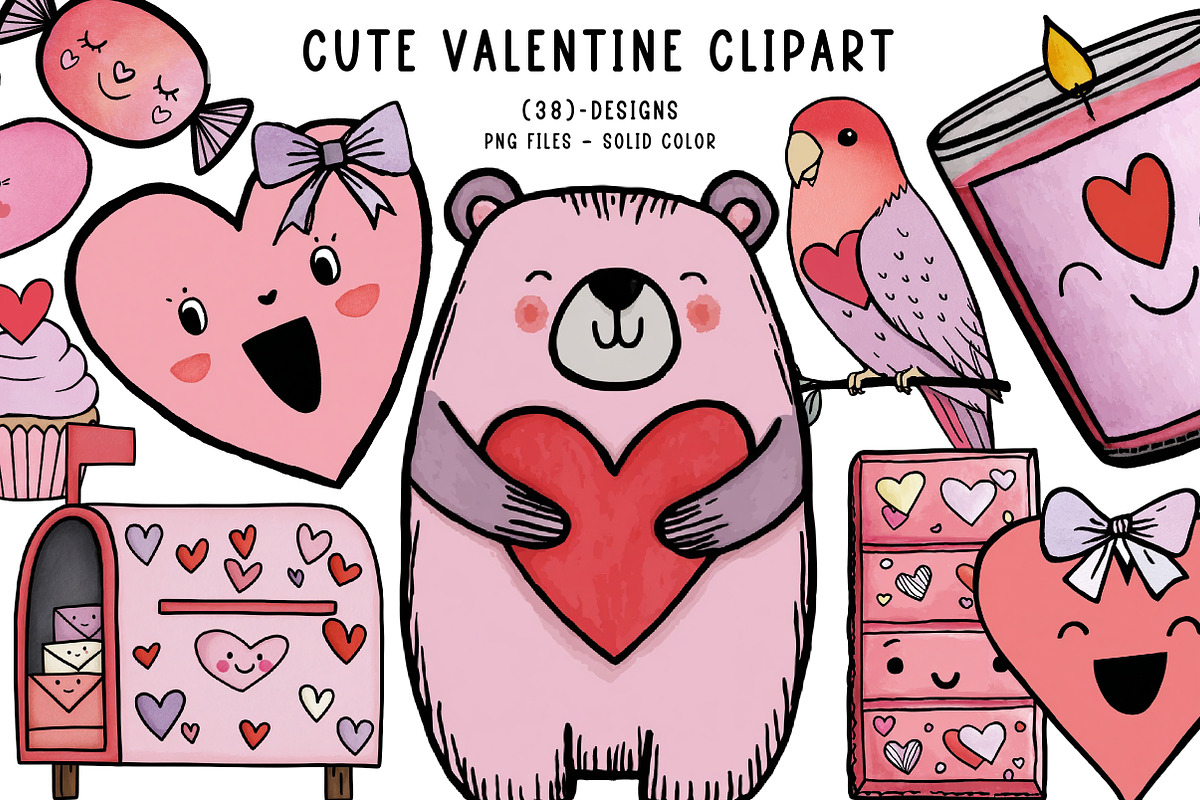 Cute Valentine Clipart, an Illustration by CreationArt (Photo 1 of 7)