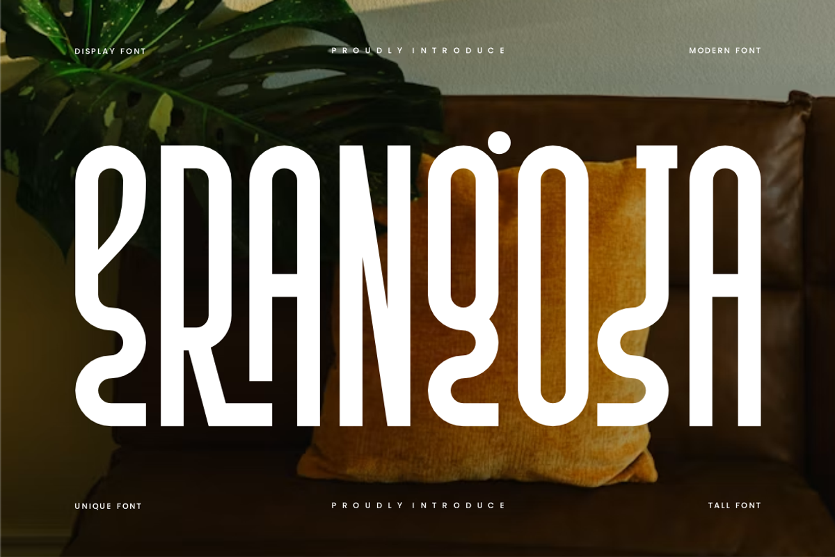 Erangoja - Unique Condensed Font, a Sans Serif Font by QR Design Studio (Photo 1 of 8)
