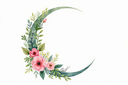 Floral Crescent Moon Watercolor Clip, a Graphic by Gaye Art (Thumbnail 3 of 17)