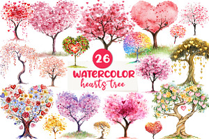 Spring Hearts Tree Clipart, an Illustration by CreationArt