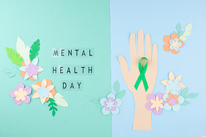 Mental Health Day with green ribbon, a Food & Drink Photo by Yulia Furman