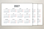 2027 calendar template in English, a Stationery Template by Ederella (Thumbnail 2 of 2)
