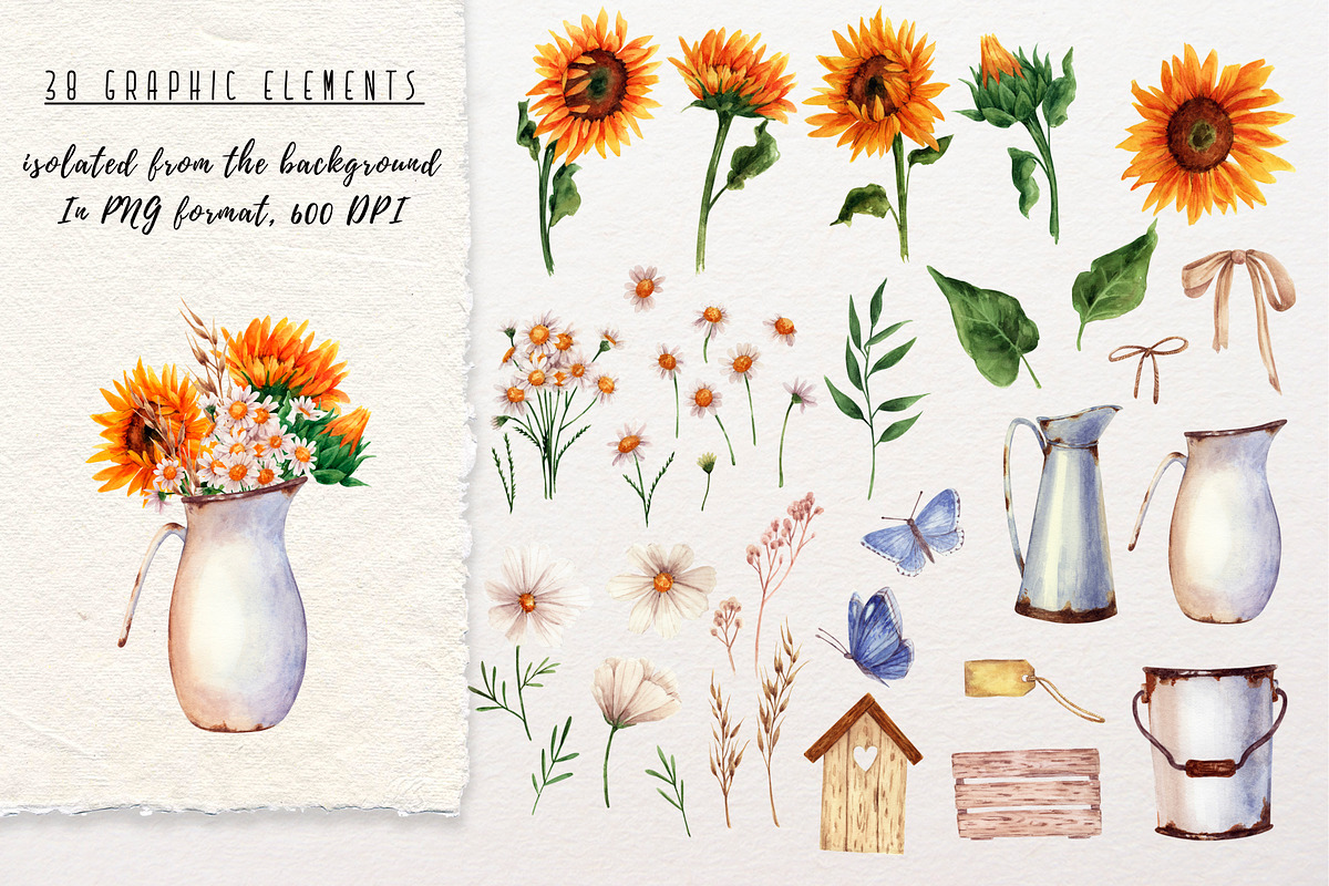 Sunflowers watercolor, a Decorative Illustration by a_ptichkina (Photo 2 of 5)