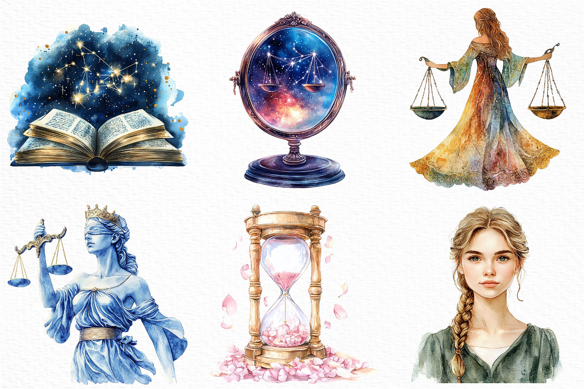 Watercolor Libra Season Clipart, an Illustration by Craft Nest (Photo 3 of 6)