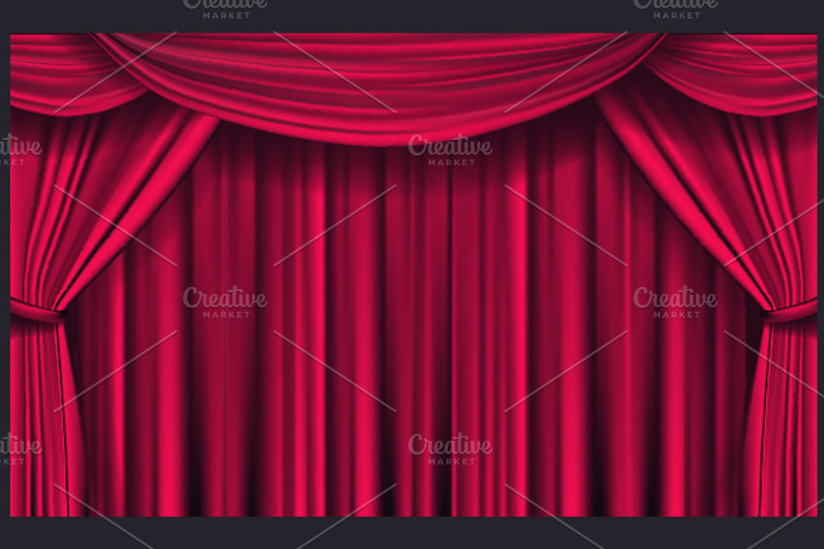 Red Curtain Vector Illustration, a Decorative Illustration by graystudio