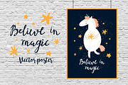 Believe in magic poster with unicorn, an Animal Illustration by KVIO (Thumbnail 1 of 2)