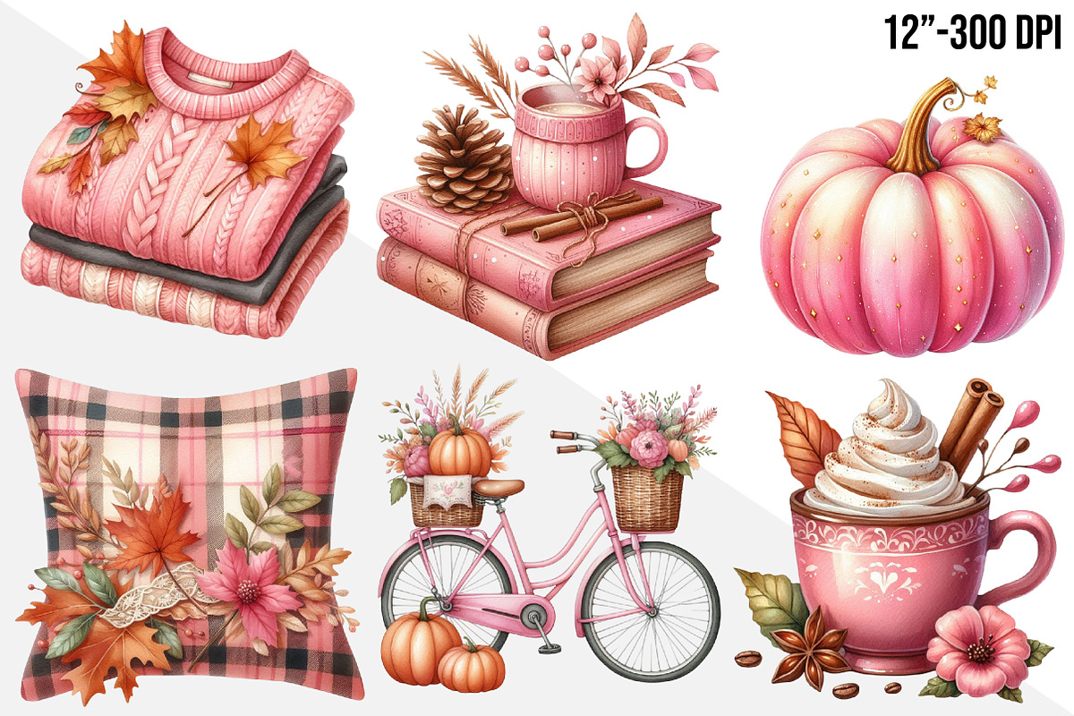 Pink Autumn Sublimation Clipart, a Graphic by CitraGraphics (Photo 3 of 4)