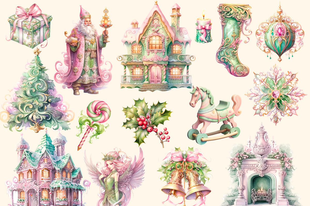 Big christmas  watercolour clipart, a Decorative Illustration by Hello My Print (Photo 8 of 11)