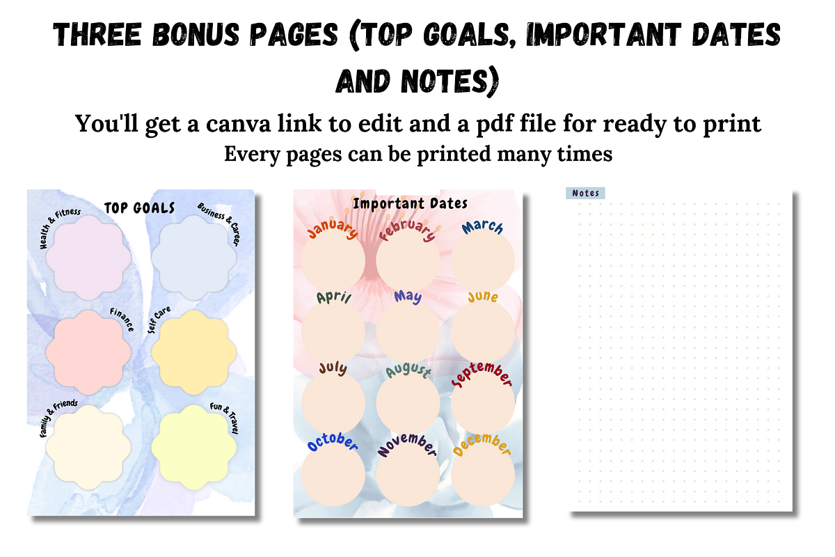 Flower Theme Planner Template, a Templates & Theme by EffahArt (Photo 3 of 5)