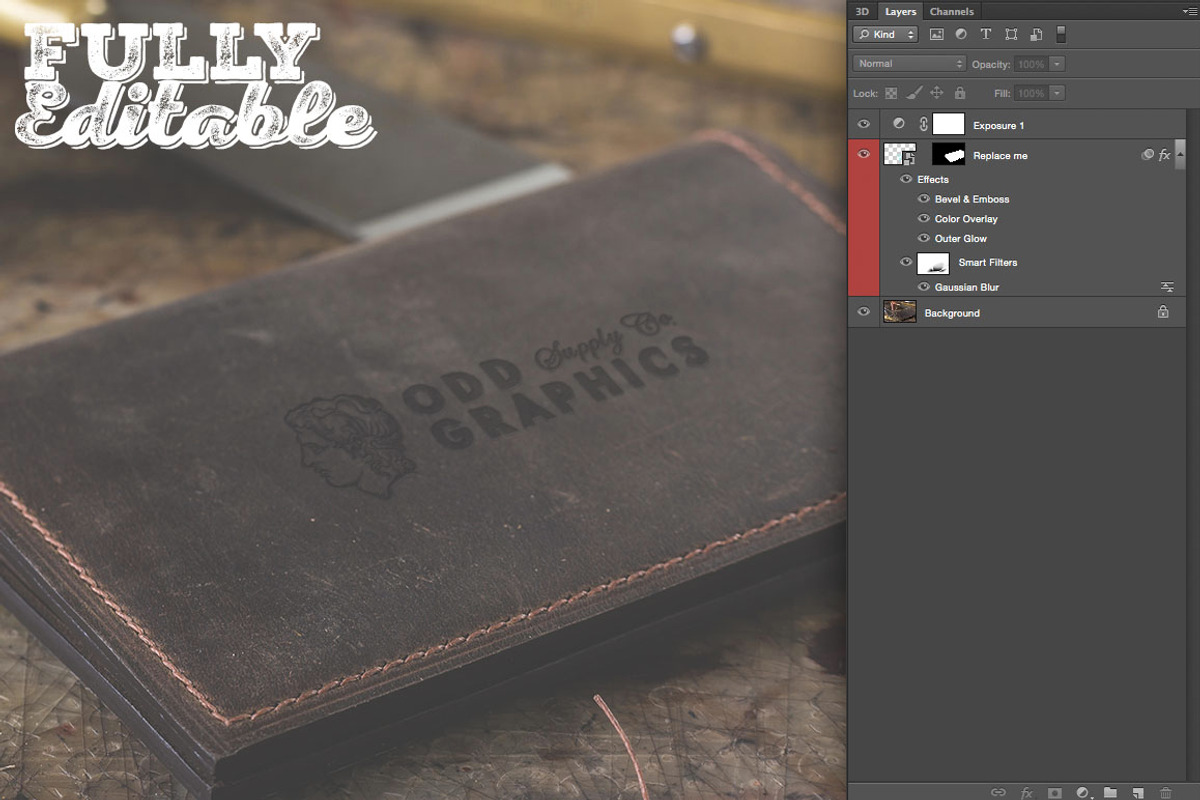 Engraved Leather Mockup, a Mockup by Angelo Barrientos (Photo 4 of 4)
