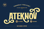 Ateknov | Retro Condensed Font, a Serif Font by twinstd (Thumbnail 1 of 13)