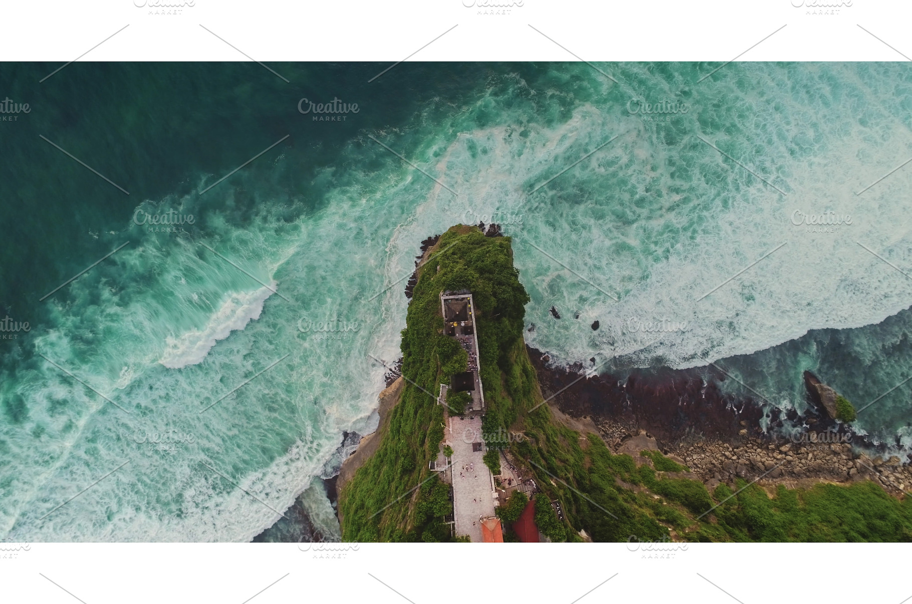 Turquoise waves crashing on rocky, a Nature Photo by Goinyk