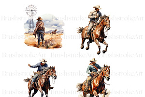 Watercolor Cowboy Clipart, Hat, Boot