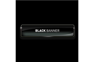 Vector illustration of realistic glass colored banner on black background for your design.