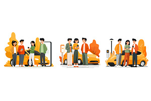 Car sharing concept. Drivers friends, a Transportation Illustration by Stock-Smart-Start