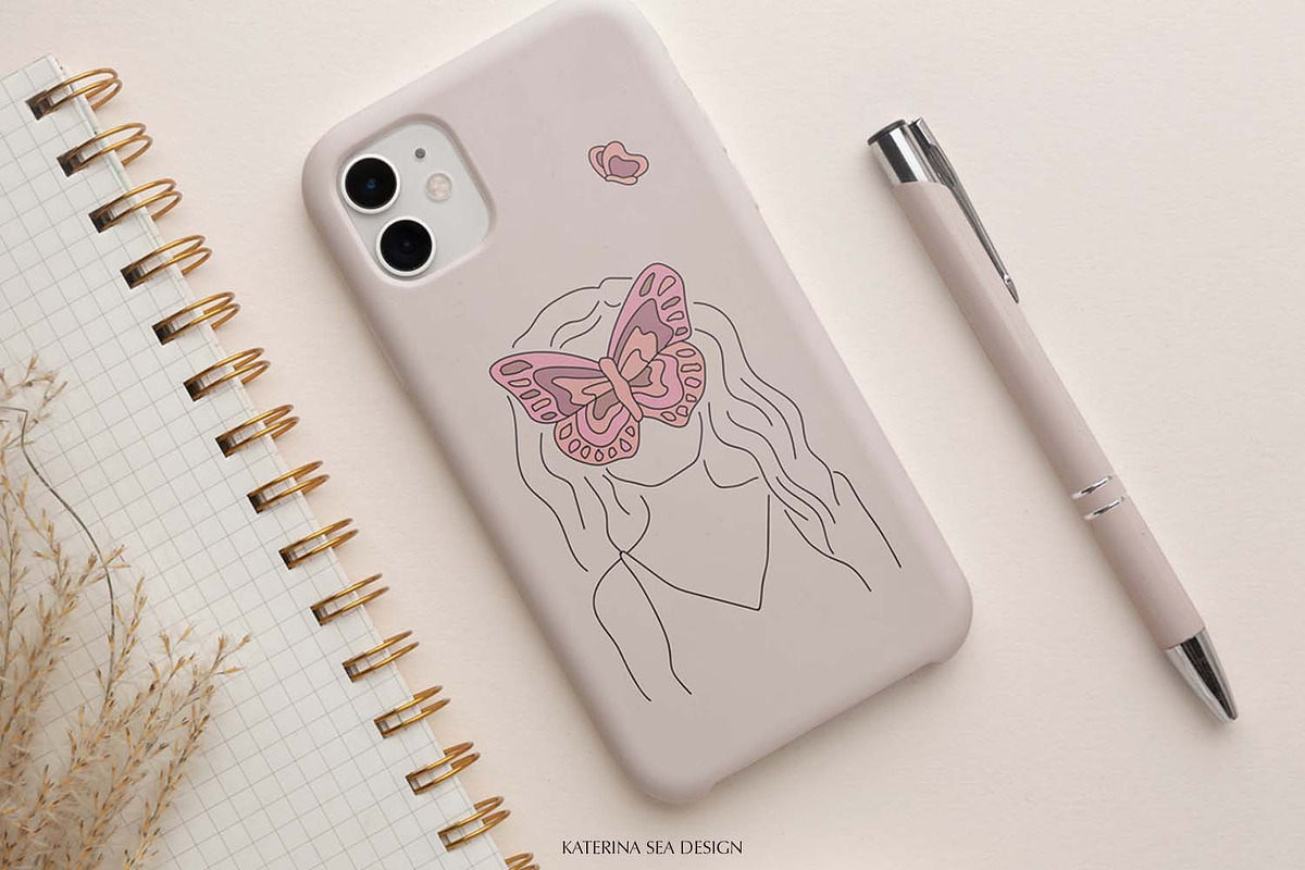 Line art floral woman & elements, a Person Illustration by Katerina.Sea.Design (Photo 10 of 10)