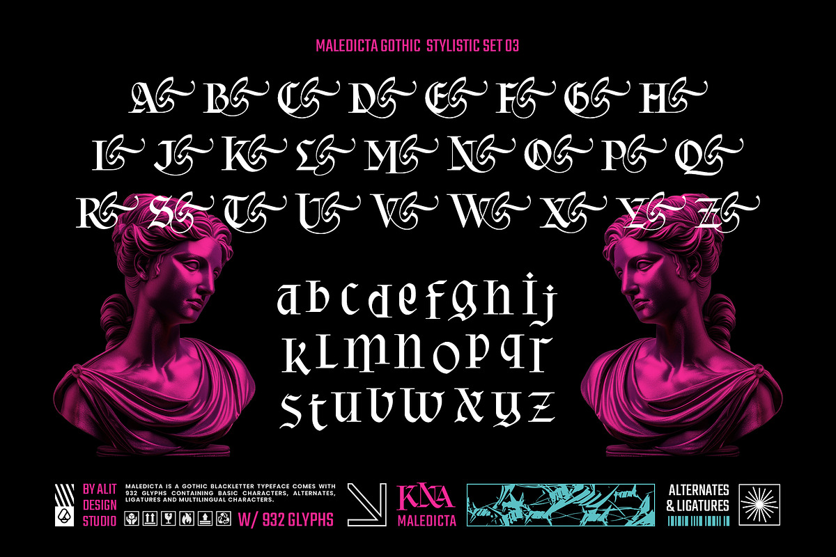 Maledicta Typeface, a Blackletter Font by alit design (Photo 10 of 16)