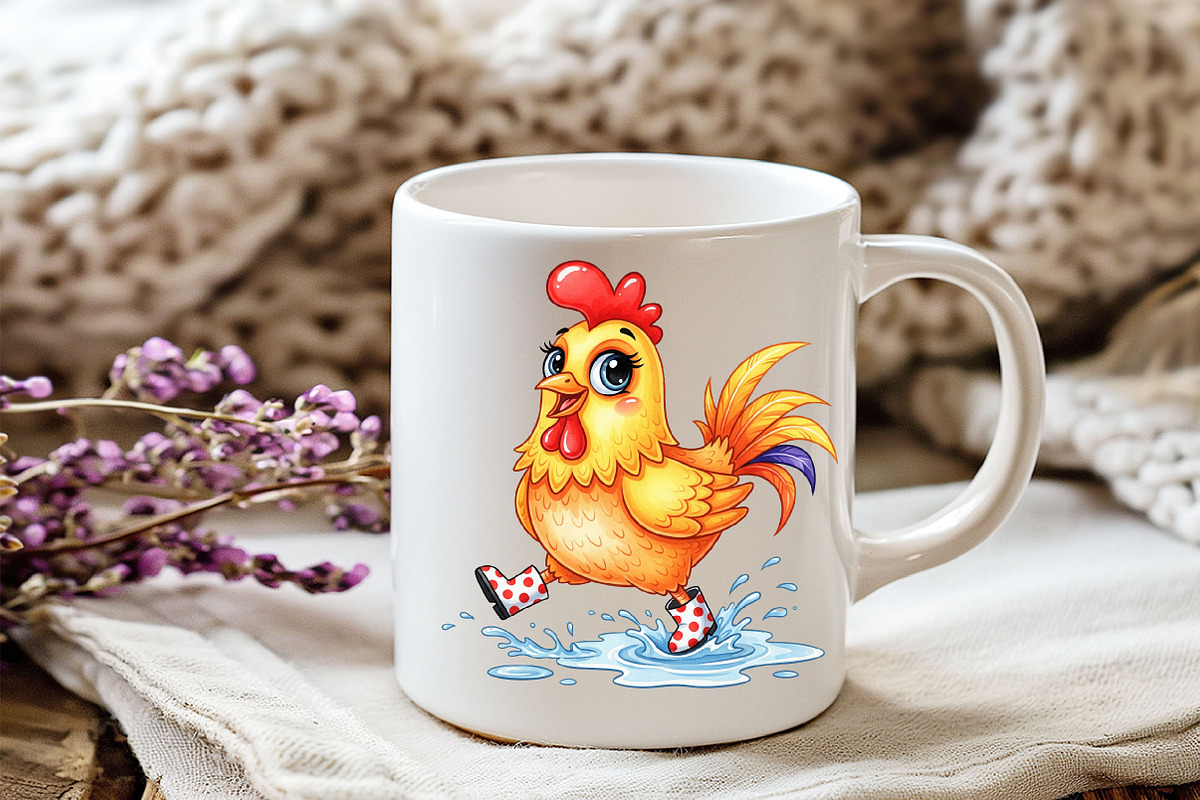 Funny Chicken Clipart Crazy Chicken, an Illustration by Watercolor design (Photo 6 of 6)