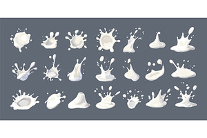 Cartoon milk splashes. Dairy, an Illustration by Stock-Smart-Start