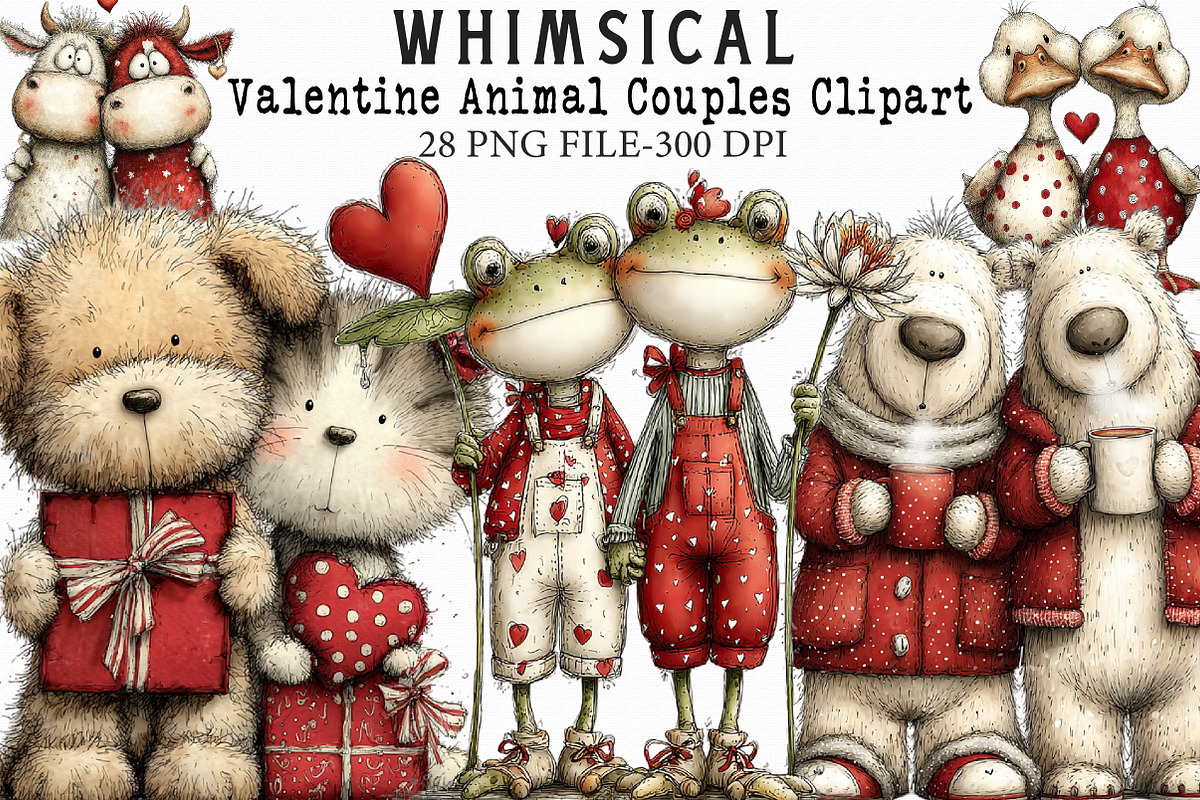 Whimsical Valentine Animal Couples C, an Illustration by Libby Wishes (Photo 1 of 7)