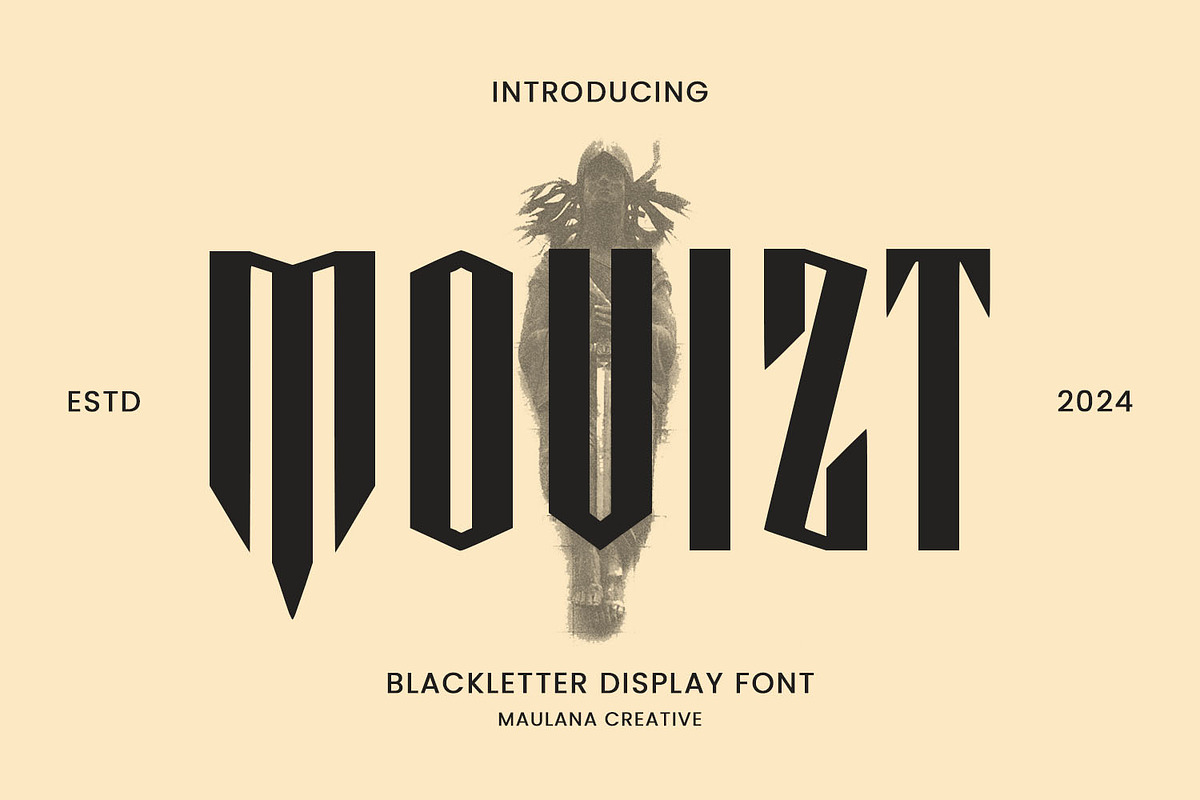 Movizt Blackletter Display Font, a Blackletter Font by Maulana Creative (Photo 1 of 7)