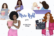 Movie Night Girl Clipart, a Person Illustration by GlamArtZhanna (Thumbnail 1 of 5)