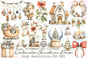 Watercolor Christmas Decor Clipart, an Illustration by Sublimation Artist (Thumbnail 1 of 6)