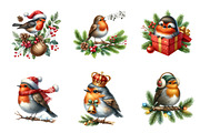 Watercolor Christmas Robin Clipart, an Illustration by SinaCreation (Thumbnail 3 of 7)