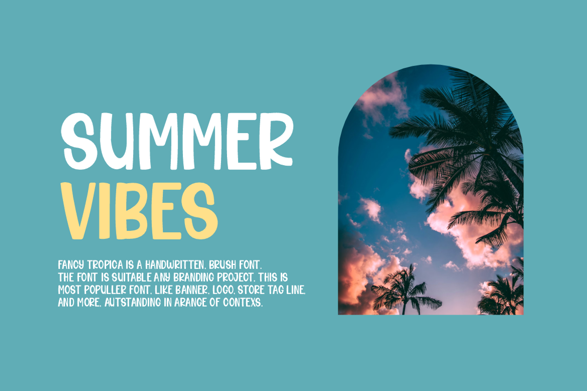 Fancy Tropica Summer & Holiday Font, a Handwritten Font by QR Design Studio (Photo 2 of 7)