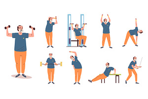 Elderly man exercises. Elder workout, a Sport Illustration by Stock-Smart-Start