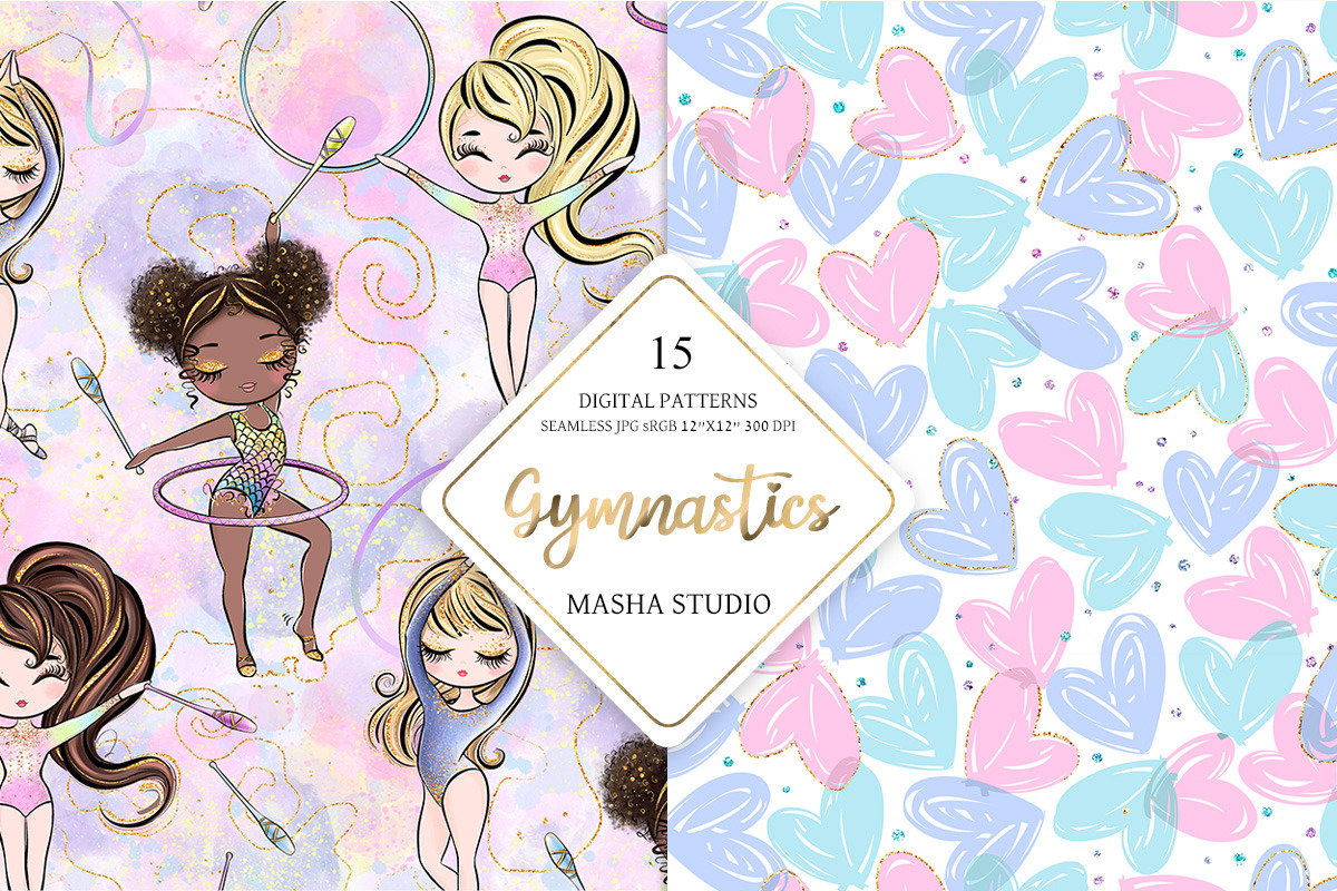 Gymnastics Digital Papers, a Pattern Graphic by Masha  Studio (Photo 4 of 6)