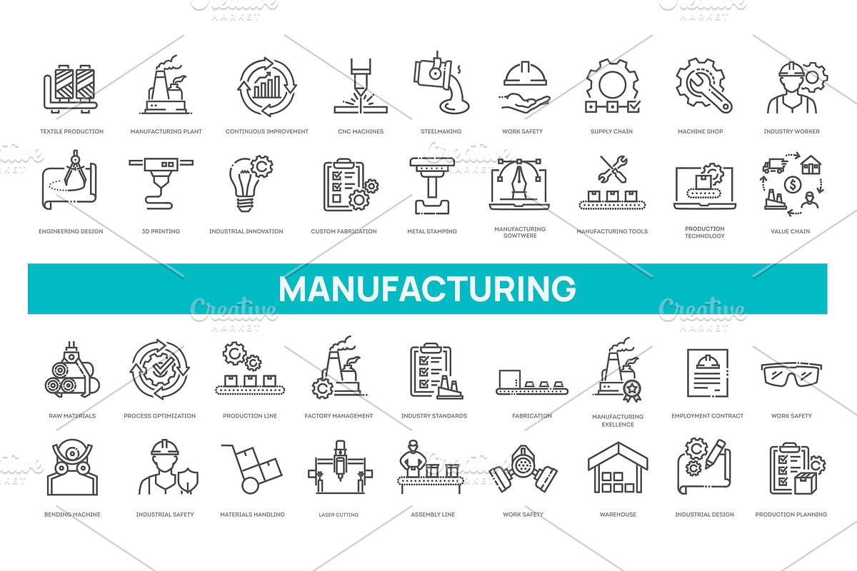 Manufacturing and Industrial Icons, an Outline Icon by Tettygreen (Photo 1 of 2)