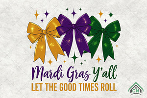 Mardi Gras Coquette Bow Png, an Illustration by Craft Nest