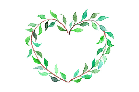 Watercolor heart shaped leaf wreath, a Decorative Illustration by Art ...