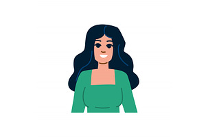 Smiling woman with long dark hair, a Person Illustration by pikepicture