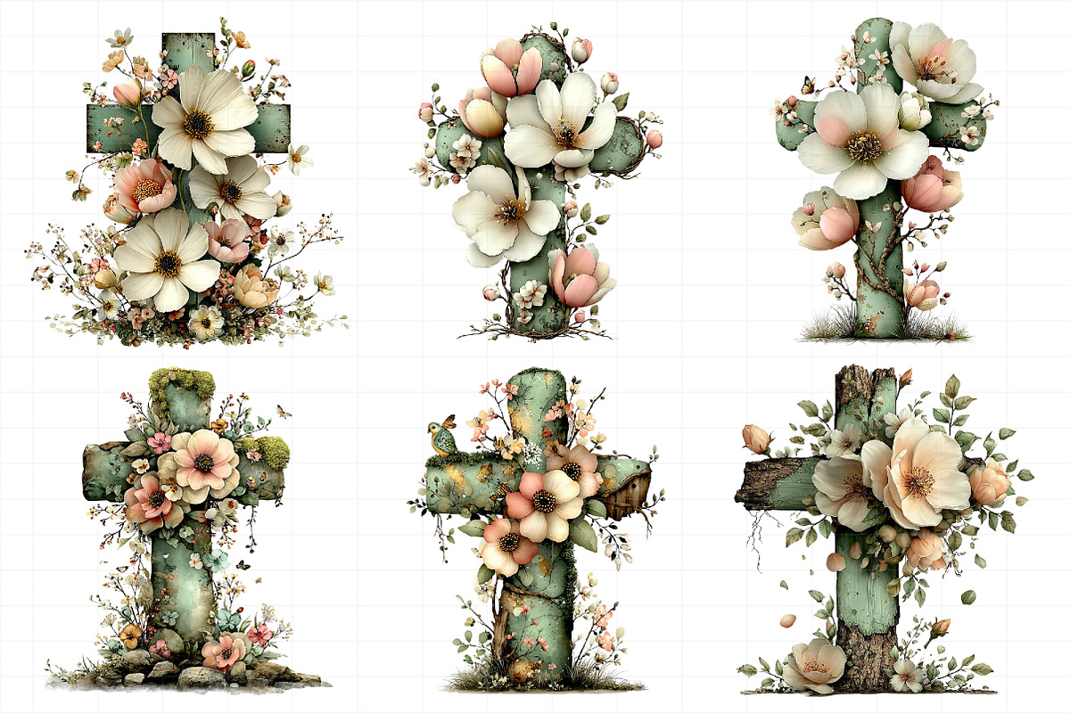 Easter Floral Cross Clipart, an Illustration by Daily.Designs (Photo 3 of 8)
