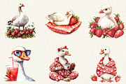 Watercolor Strawberry Goose Clipart, an Illustration by OK Design (Thumbnail 3 of 5)