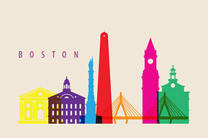 Boston City Landmarks Illustration