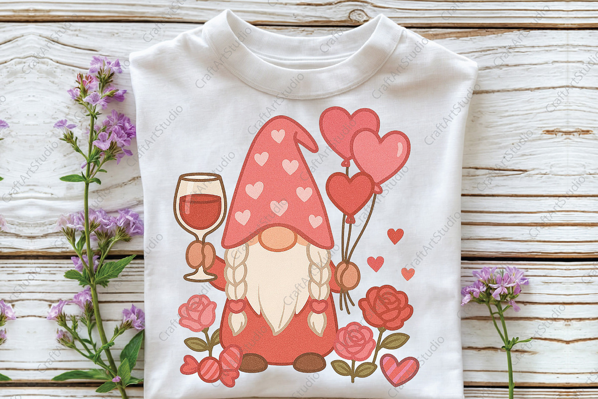 Valentine Gnome Heart Balloons Roses, an Illustration by CraftArtStudio (Photo 2 of 4)