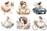 Wedding Retro Girl Clipart, an Illustration by DreamArtGraphic (Thumbnail 3 of 4)
