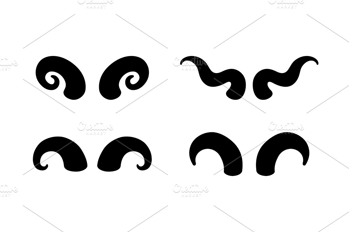 Set of curved animal horns, an Object Illustration by GraphiShop